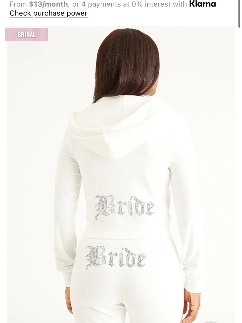 Juicy Couture White Velour Bride zip up